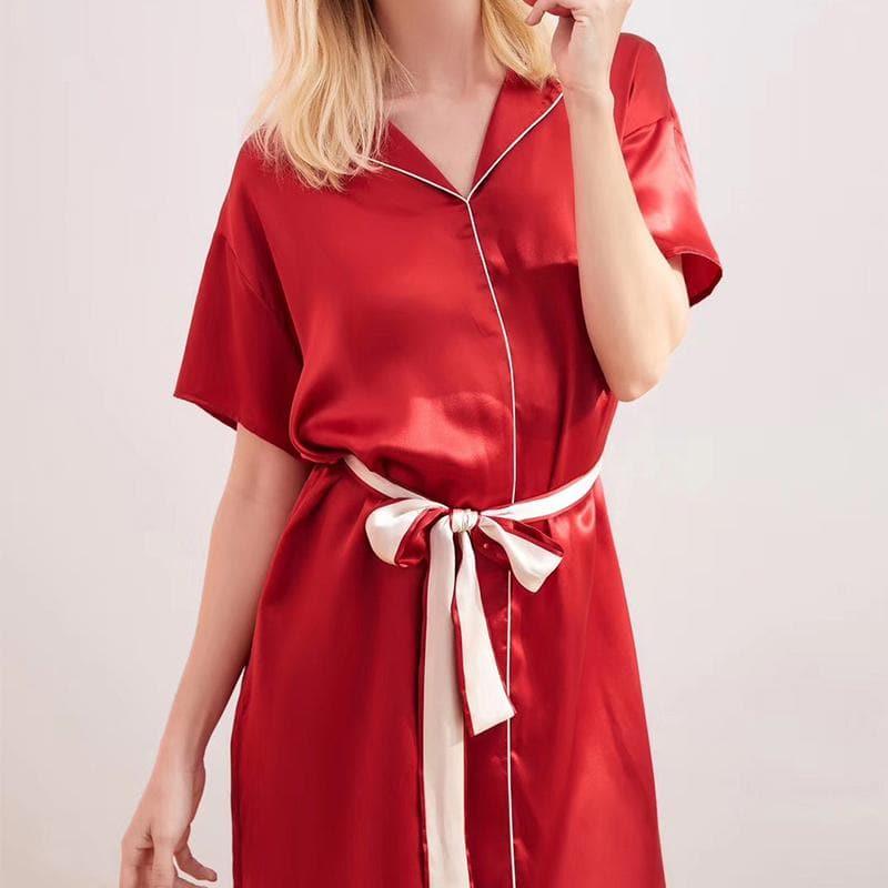 ZASILK | 22 Momme Comfy Silk Nightgown with Belt, Sophisticated Luxury for Restful Nights