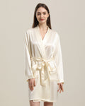 ZASILK | 22 Momme Classic Mid Length Silk Robe for Women, Timeless Comfort with Understated Luxury