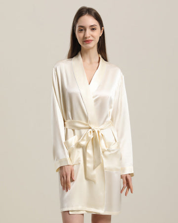 ZASILK | 22 Momme Classic Mid Length Silk Robe for Women, Timeless Comfort with Understated Luxury