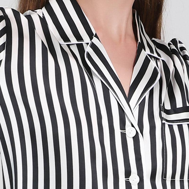 ZASILK | Classic Striped Silk Pajamas, 19 Momme Self-Tie Waist