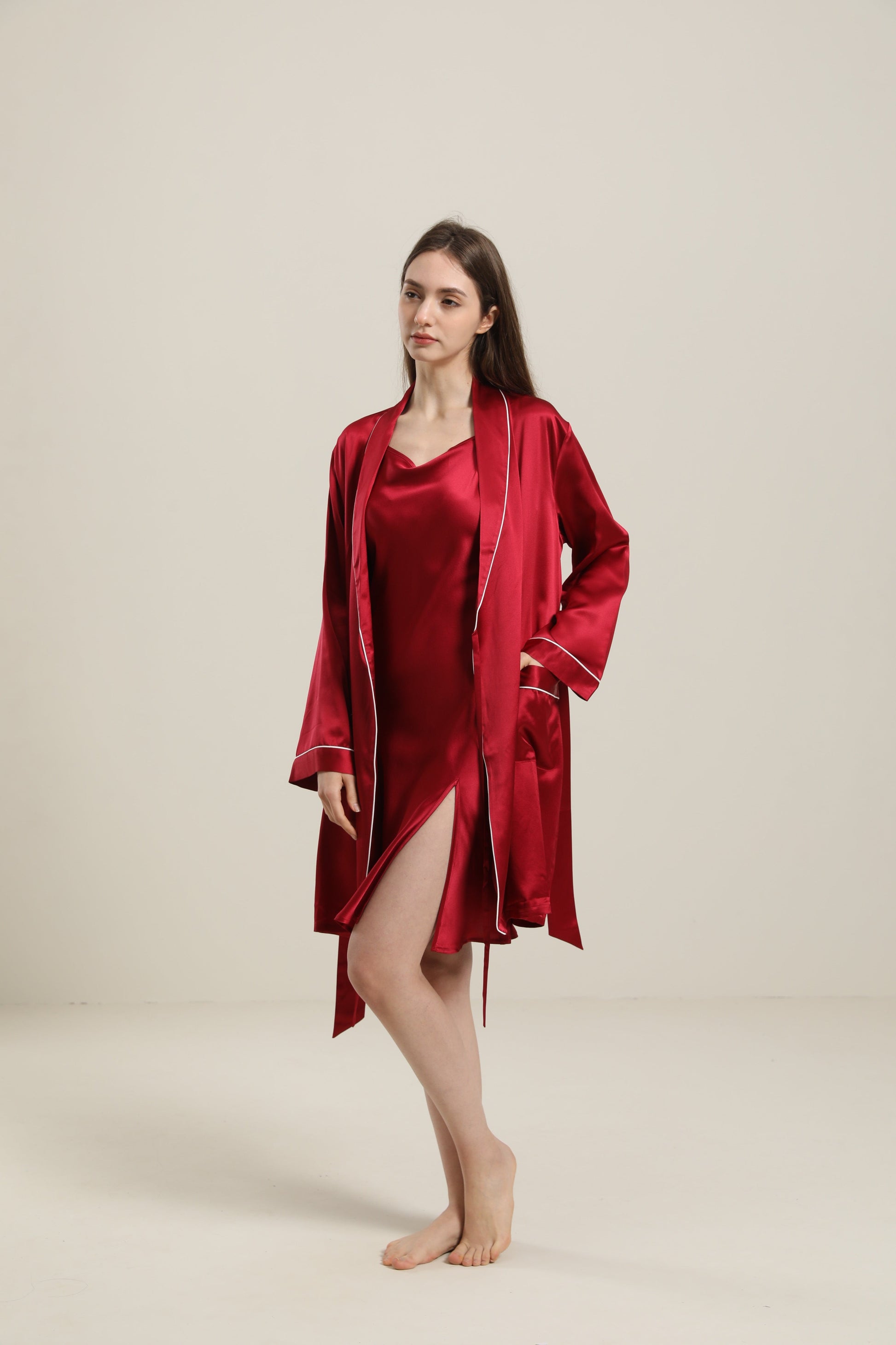 ZASILK | 22 Momme Classic Mid Length Silk Robe for Women, Timeless Comfort with Understated Luxury