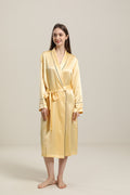 ZASILK | 22 Momme Contrast Trim Full Length Silk Robe, Luxurious Comfort with Timeless Elegance