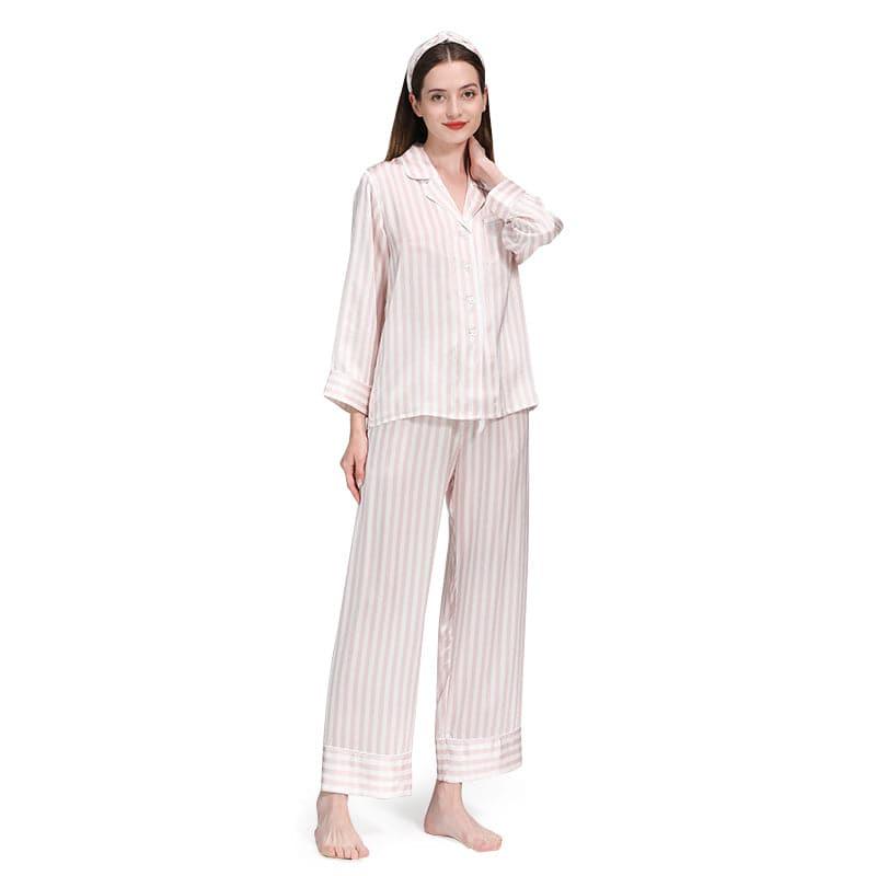 ZASILK | Classic Striped Silk Pajamas, 19 Momme Self-Tie Waist